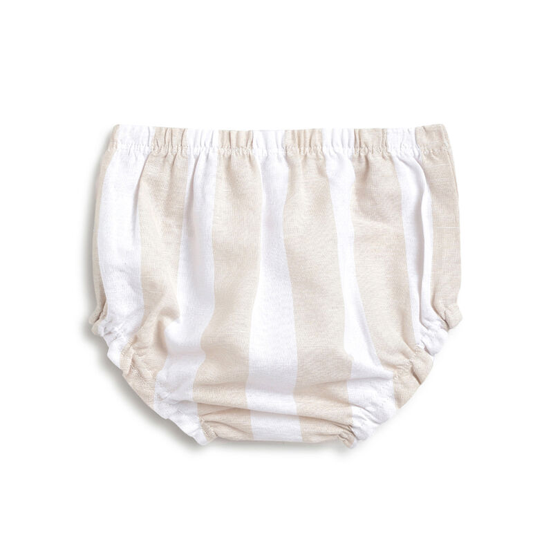 Girls Natural Striped Short Sleeve Dress with Panties image number 3